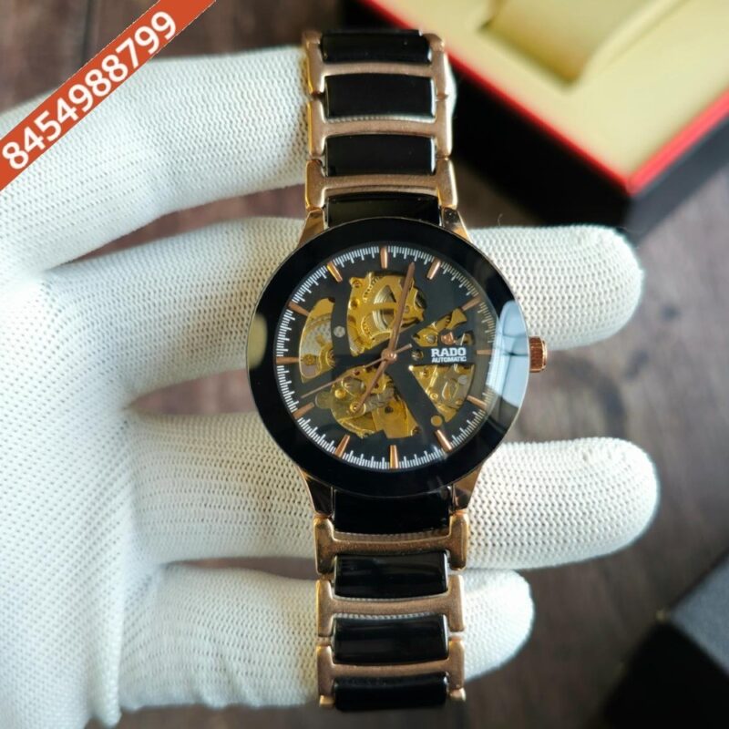 Rado Centrix Rose Gold Skeleton Dial Automatic Watch