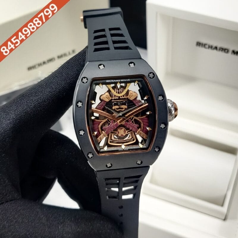 Richard Mille SAMURAI LIMITED Samurai Motif Transparent Dial Carbon TPT Case Black Silicon Strap Automatic Watch