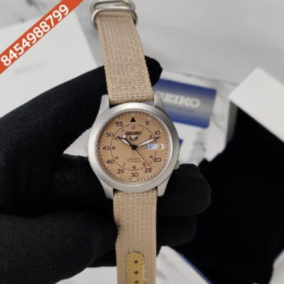 Seiko Military Brown Dial Stainless Steel Case Nylon Strap Swiss Automatic Watch