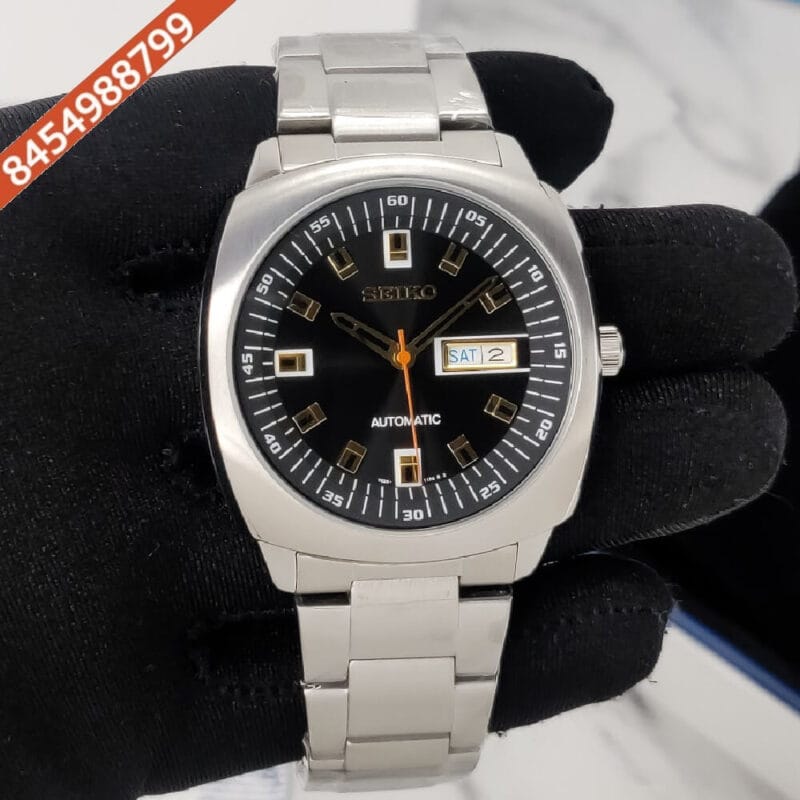 Seiko Recraft Black Dial Stainless Steel Case Stainless Steel Strap Swiss Automatic Watch