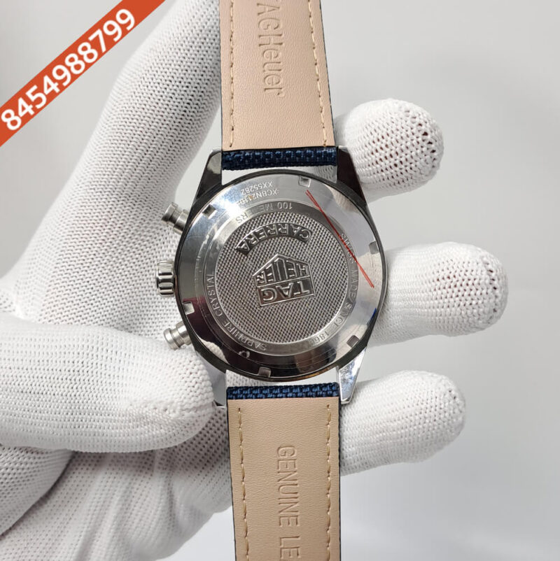 TAG Heuer Carrera Skipper Blue Dial Blue Leather Strap Swiss Watch - Image 4