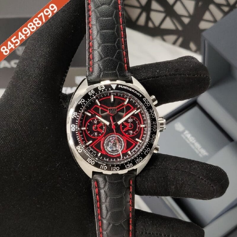 Tag Heuer Formula 1 X Mario Kart Edition Black Dial Black Leather Strap Swiss Watch