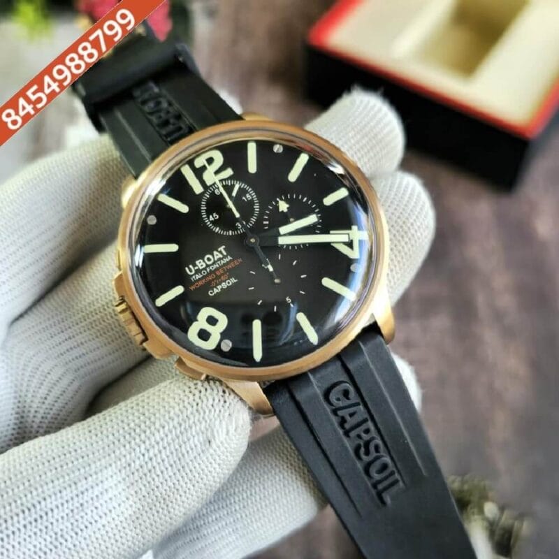 U-Boat CAPSOIL TITANIO Capsoil Black Dial Black Silicon Strap Swiss Watch