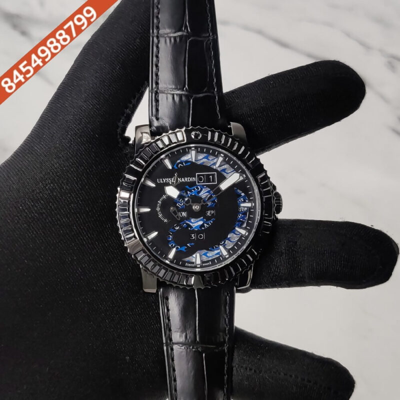 Ulysse Nardin Marine Perpetual Calendar Black Leather Swiss Automatic Watch