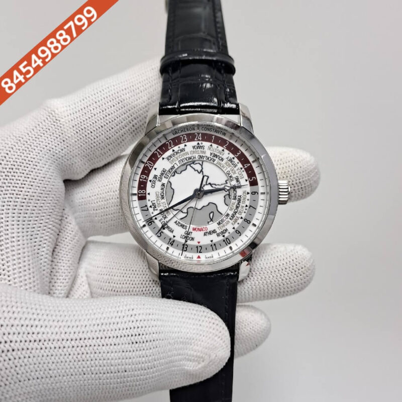Vacheron Constantin Patrimony Tradition Nelle White World Time Leather Swiss Automatic Watch