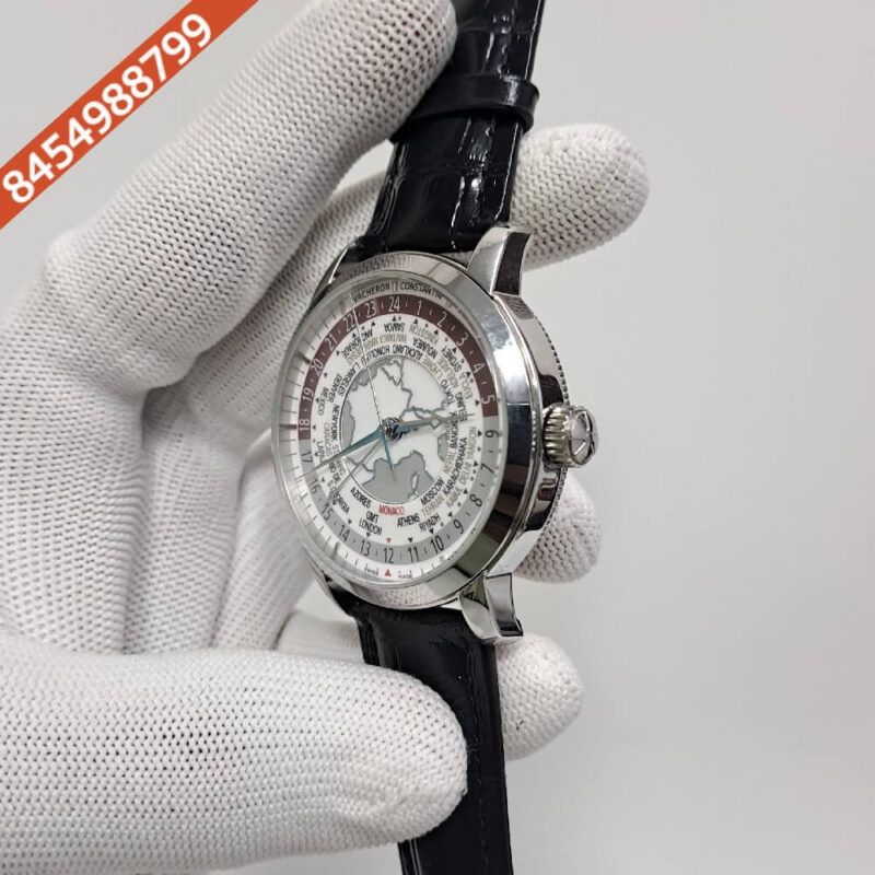 Vacheron Constantin Patrimony Tradition Nelle White World Time Leather Swiss Automatic Watch - Image 3