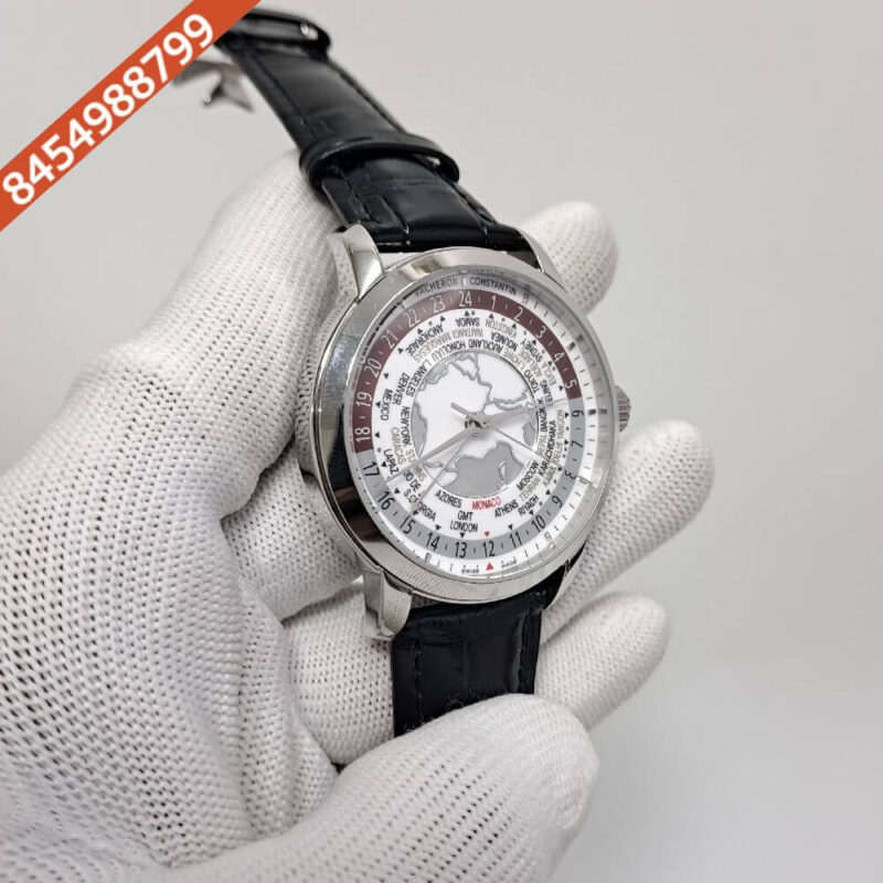 Vacheron Constantin Patrimony Tradition Nelle White World Time Leather Swiss Automatic Watch - Image 2