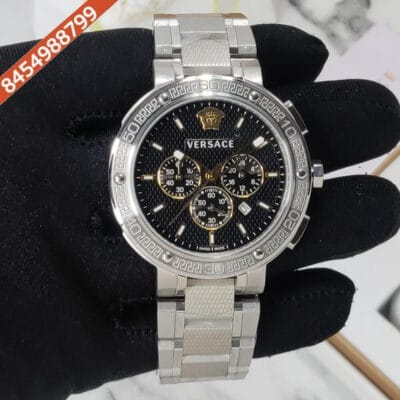 Versace Chronograph Black Dial Stainless Steel Strap Swiss Watch