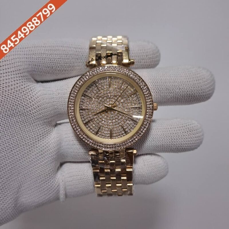 Michael Kors Darci Gold Diamond Studded Dial Gold Strap Swiss Watch