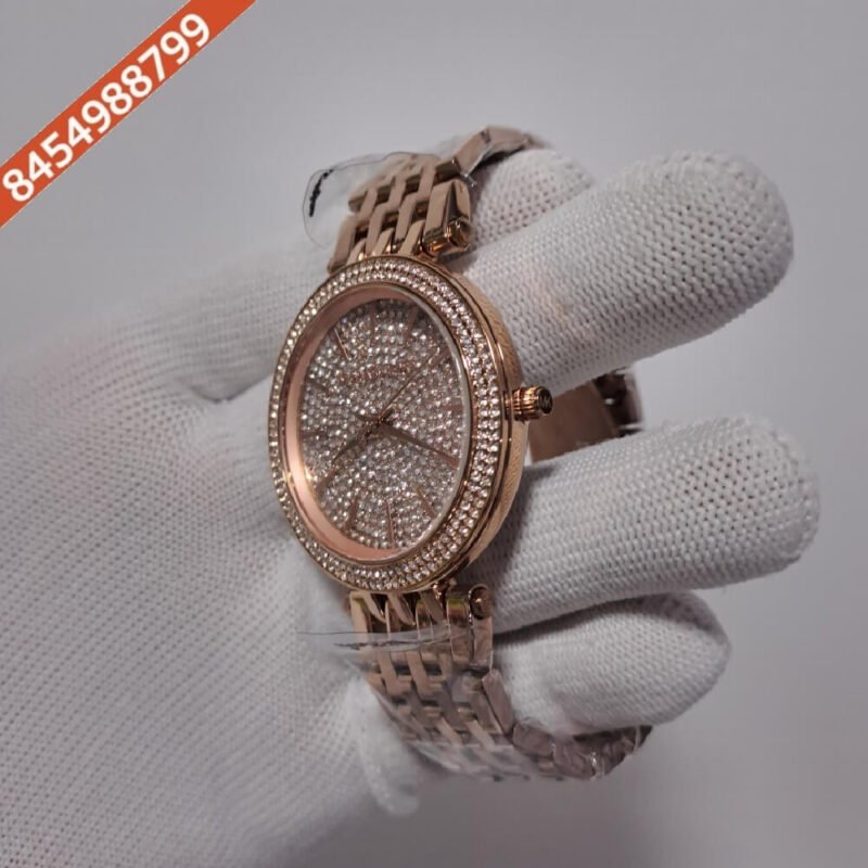 Michael Kors Darci Rose Gold Diamond Studded Dial Rose Gold Strap Swiss Watch - Image 3