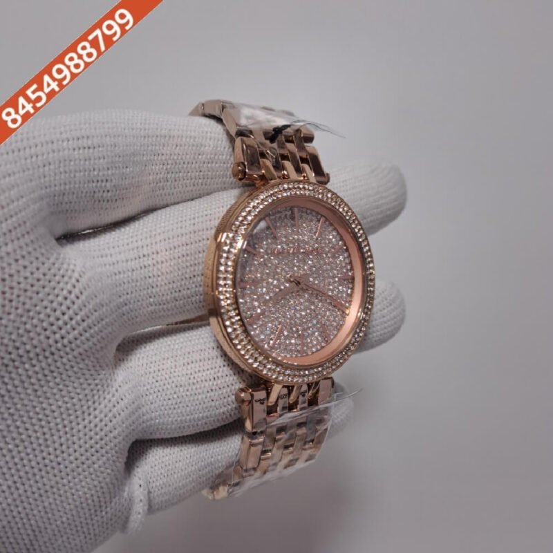 Michael Kors Darci Rose Gold Diamond Studded Dial Rose Gold Strap Swiss Watch - Image 2