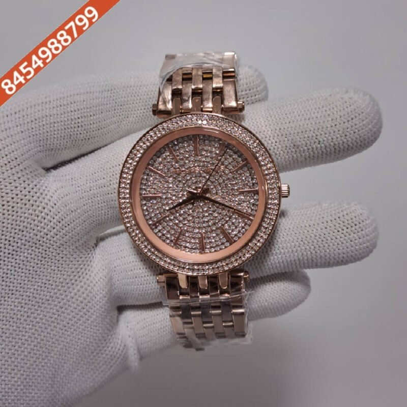 Michael Kors Darci Rose Gold Diamond Studded Dial Rose Gold Strap Swiss Watch