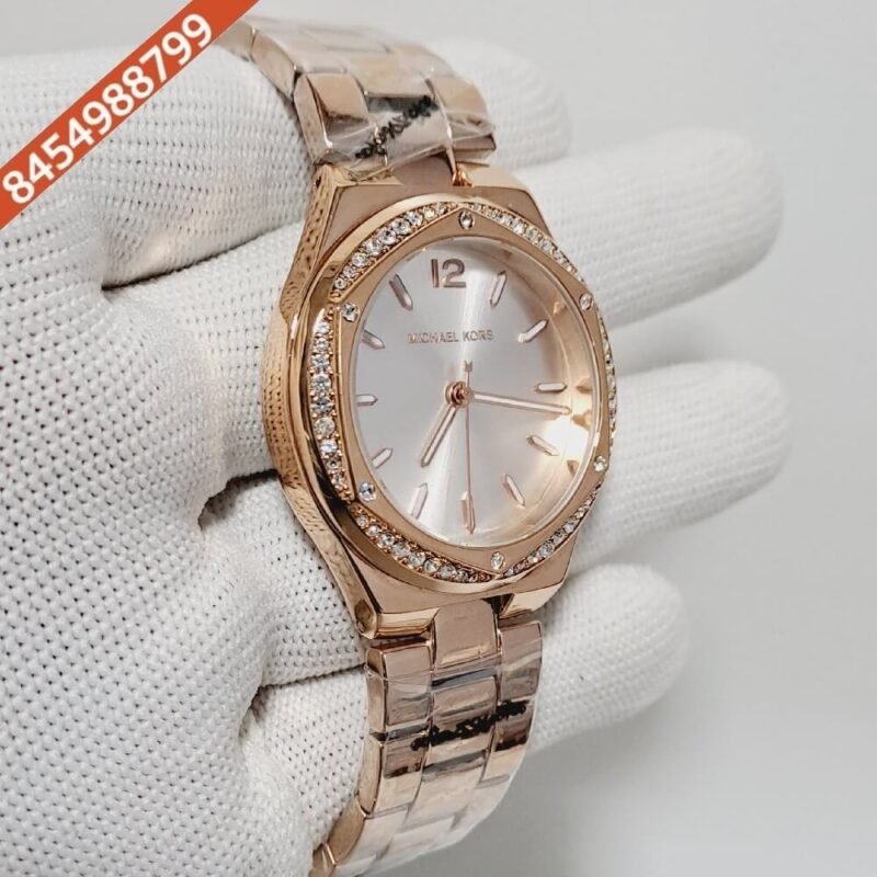 Michael Kors Lennox Rose White Dial Rose Gold Strap Swiss Watch - Image 2