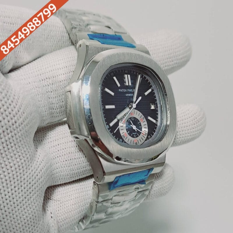Patek Philippe Stainless Steel Nautilus Chronograph Blue Dial Stainless Steel Strap Swiss Automatic Watch - Image 2