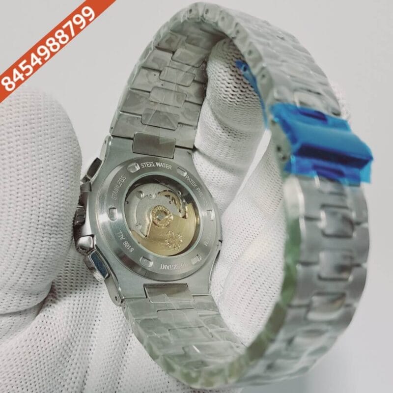 Patek Philippe Stainless Steel Nautilus Chronograph Blue Dial Stainless Steel Strap Swiss Automatic Watch - Image 4