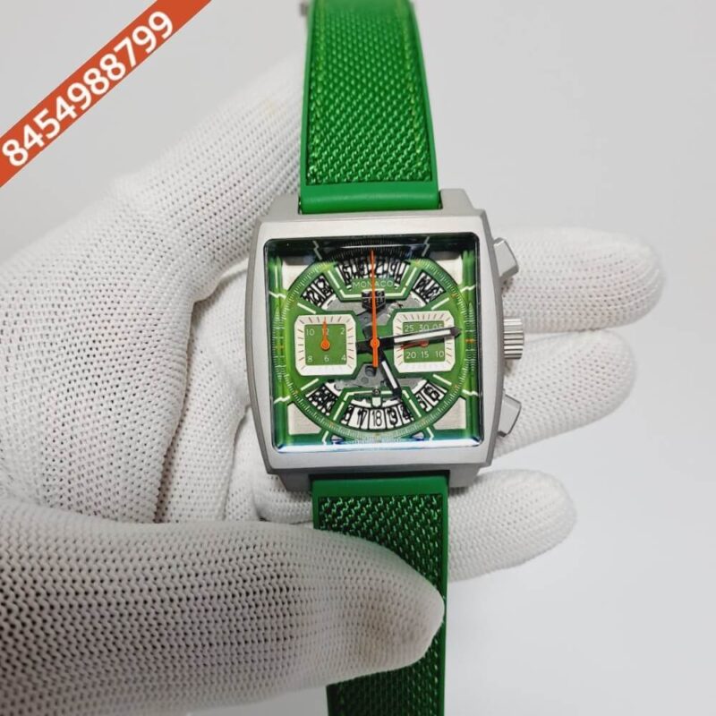 Tag Heuer Monaco Chronograph X Green Edition Skeleton Dial Green leather Strap Swiss Watch