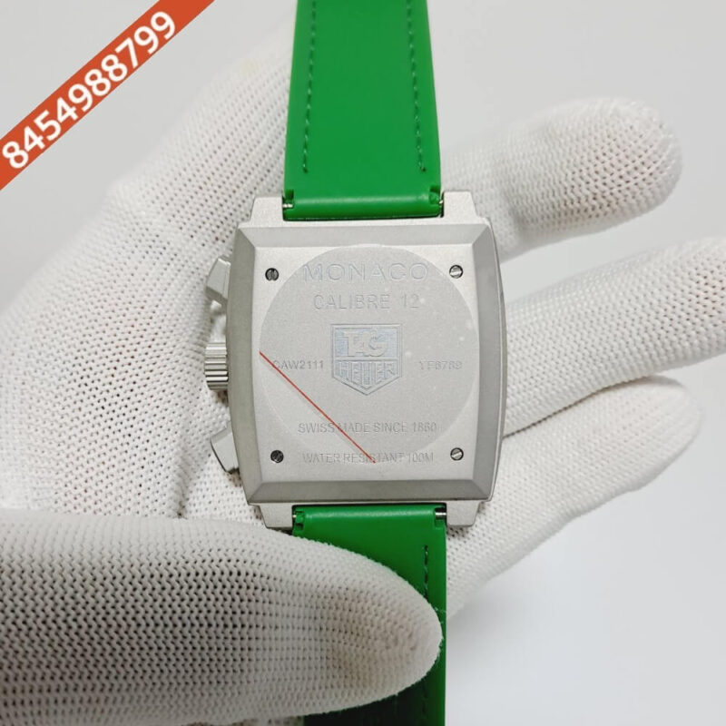 Tag Heuer Monaco Chronograph X Green Edition Skeleton Dial Green leather Strap Swiss Watch - Image 4