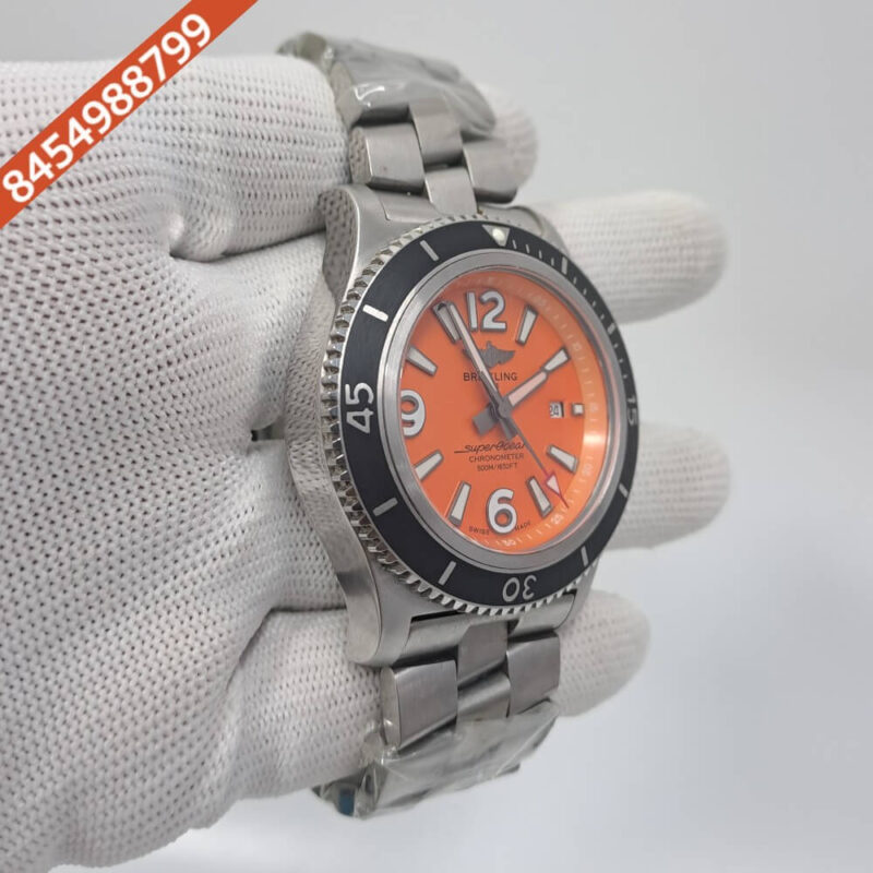 Breitling Superocean Orange Dial Stainless Steel Swiss Automatic Watch - Image 3