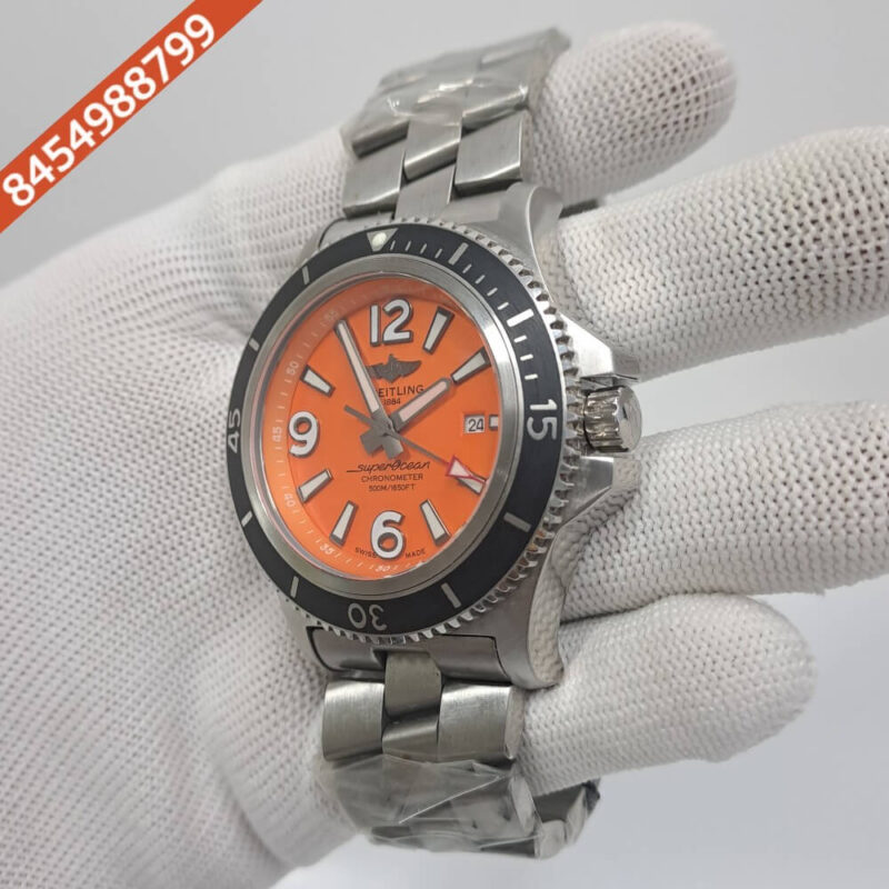 Breitling Superocean Orange Dial Stainless Steel Swiss Automatic Watch - Image 2