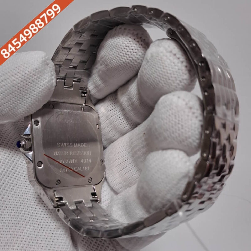 Cartier Santos Silver Stainless Steel Strap White Dial Swiss Watch - Image 4