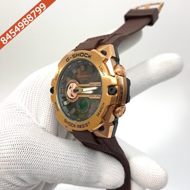 Casio G-Shock Gold Brown Dial Brown Rubber Strap Swiss Automatic Watch - Image 2