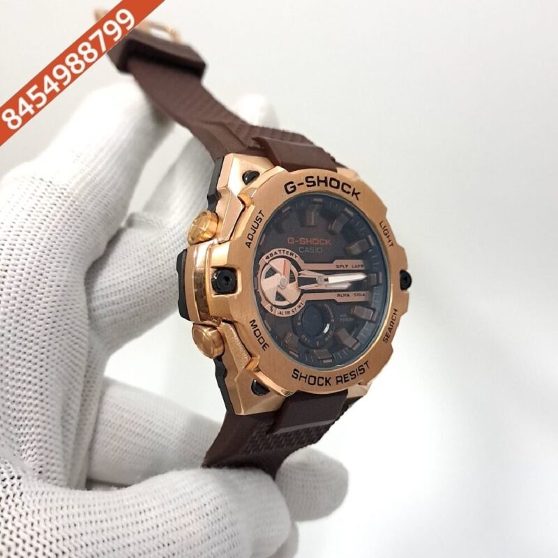 Casio G-Shock Gold Brown Dial Brown Rubber Strap Swiss Automatic Watch - Image 3