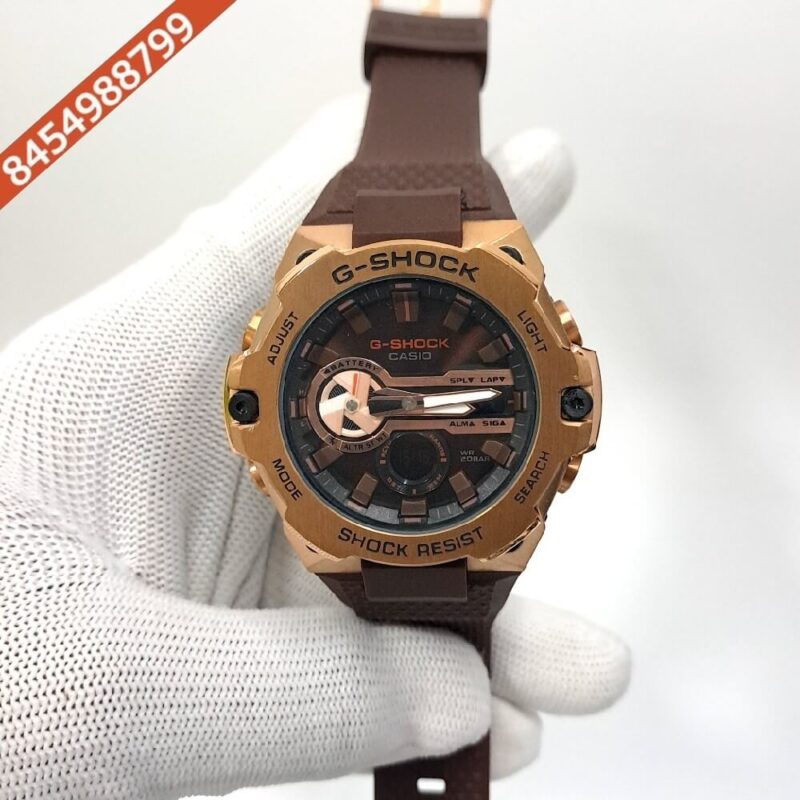 Casio G-Shock Gold Brown Dial Brown Rubber Strap Swiss Automatic Watch
