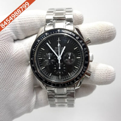 Omega Speedmaster Steel Black Dial Stainless Steel Strap Swiss Watch