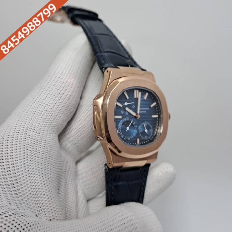 Patek Philippe Aquanaut Blue Dial Blue Leather Strap Swiss Automatic Watch - Image 2