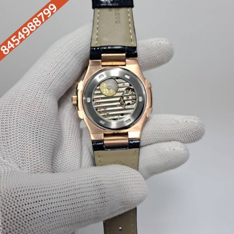 Patek Philippe Aquanaut Blue Dial Blue Leather Strap Swiss Automatic Watch - Image 4