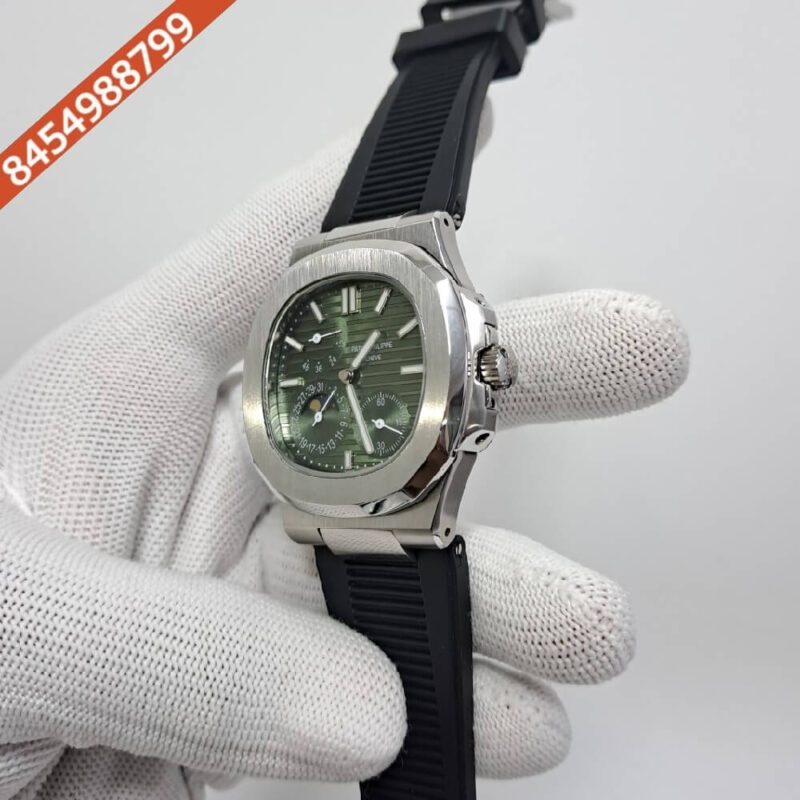 Patek Philippe Aquanaut Green Dial Black Rubber Strap Swiss Automatic Watch - Image 3