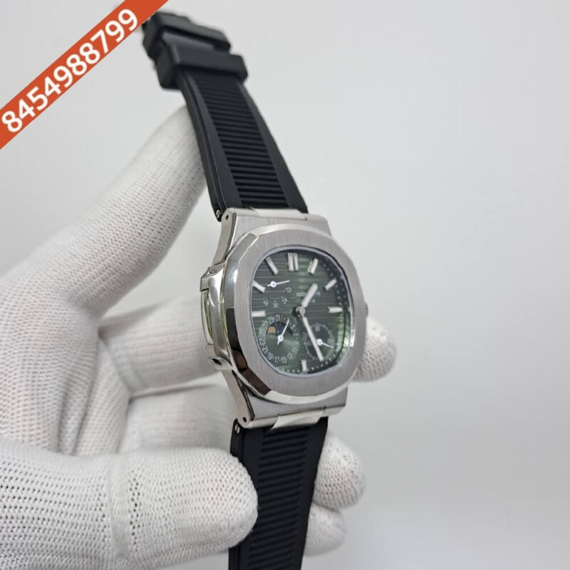 Patek Philippe Aquanaut Green Dial Black Rubber Strap Swiss Automatic Watch - Image 2