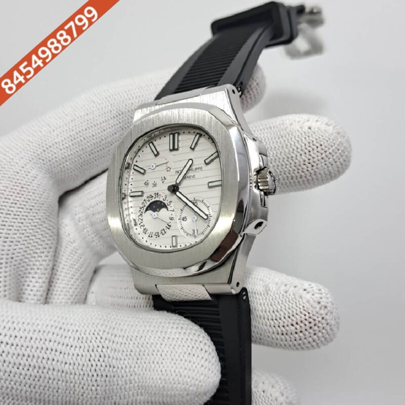Patek Philippe Aquanaut White Dial Black Rubber Strap Swiss Automatic Watch - Image 3