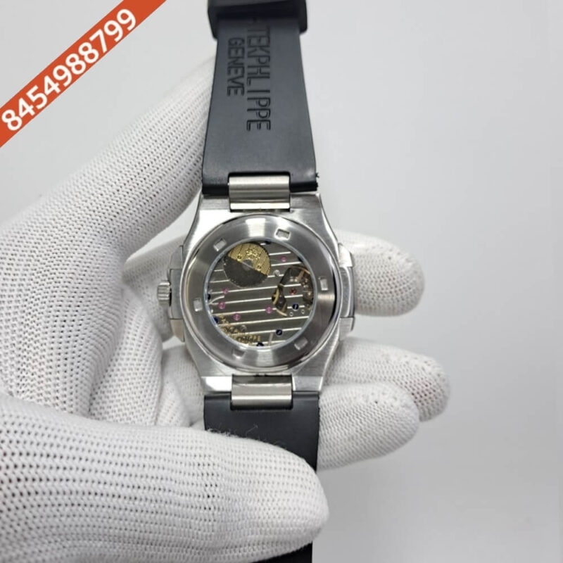 Patek Philippe Aquanaut White Dial Black Rubber Strap Swiss Automatic Watch - Image 4