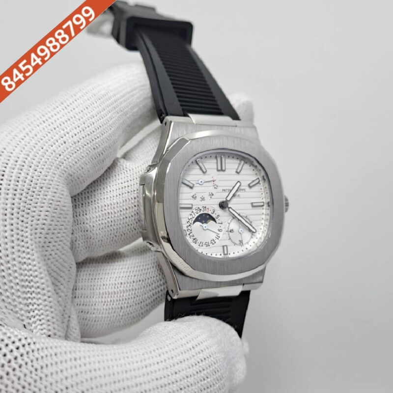 Patek Philippe Aquanaut White Dial Black Rubber Strap Swiss Automatic Watch - Image 2