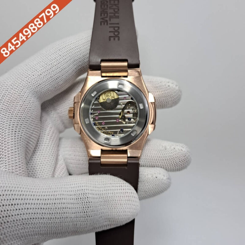 Patek Philippe Aquanaut White Dial Brown Rubber Strap Swiss Automatic Watch - Image 4