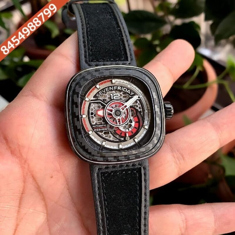 Seven Friday Ruby Carbon Skeleton Dial Swiss Automatic Watch