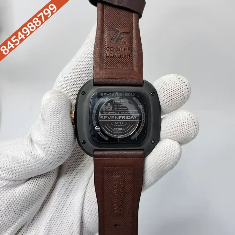 Seven Friday T2-02 Limited Edition Skeleton Dial Brown Leather Strap Swiss Automatic Watch - Image 4