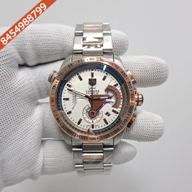 Tag Heuer Grand Carrera Calibre 36 Chronograph Dual Tone White Dial Swiss Watch