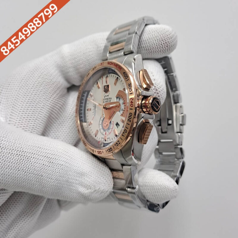 Tag Heuer Grand Carrera Calibre 36 Chronograph Dual Tone White Dial Swiss Watch - Image 3