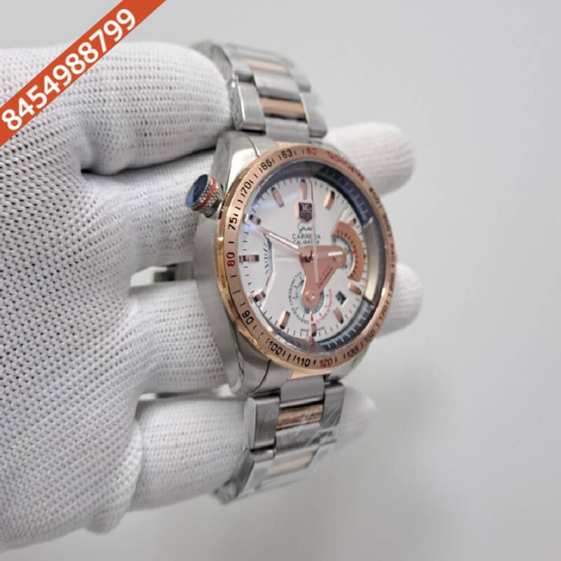 Tag Heuer Grand Carrera Calibre 36 Chronograph Dual Tone White Dial Swiss Watch - Image 2