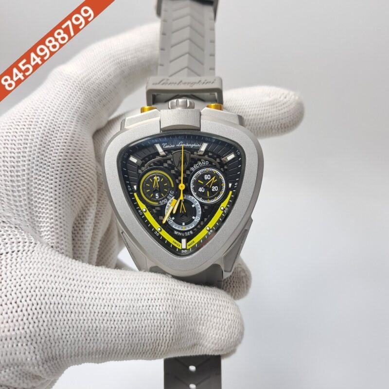Lamborghini Spyder Chronograph Full Grey Yellow Marker Grey Strap Limited Edition Swiss Watch