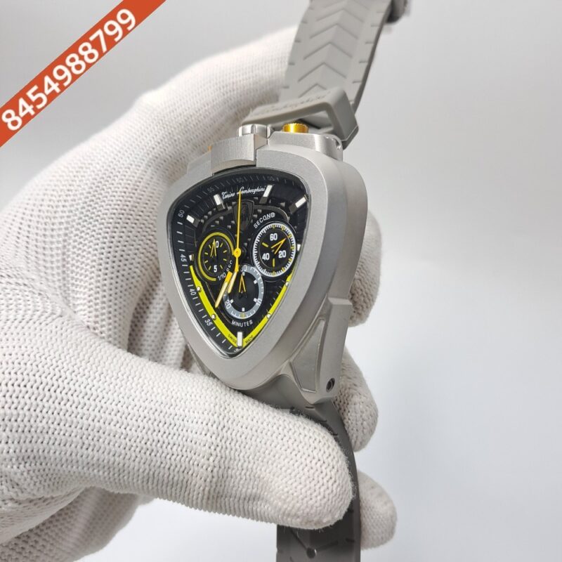 Lamborghini Spyder Chronograph Full Grey Yellow Marker Grey Strap Limited Edition Swiss Watch - Image 3