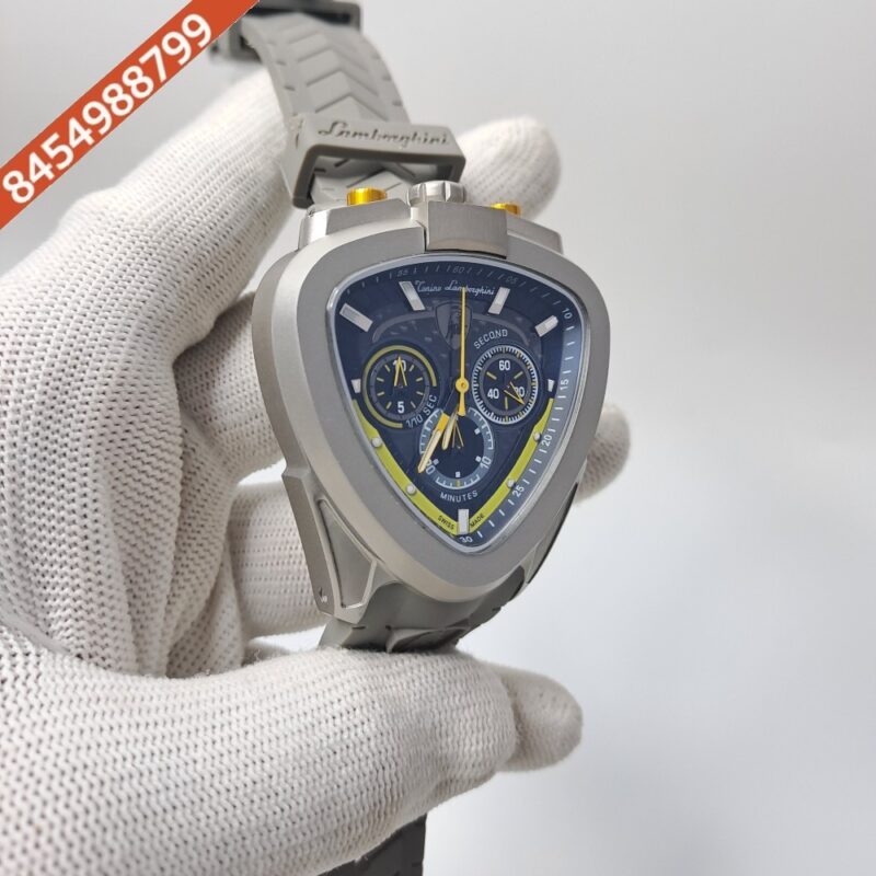 Lamborghini Spyder Chronograph Full Grey Yellow Marker Grey Strap Limited Edition Swiss Watch - Image 2