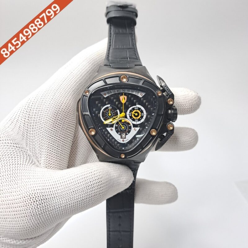 Lamborghini Tonino Spyder Full Black Chronograph Black Leather Strap Swiss Watch