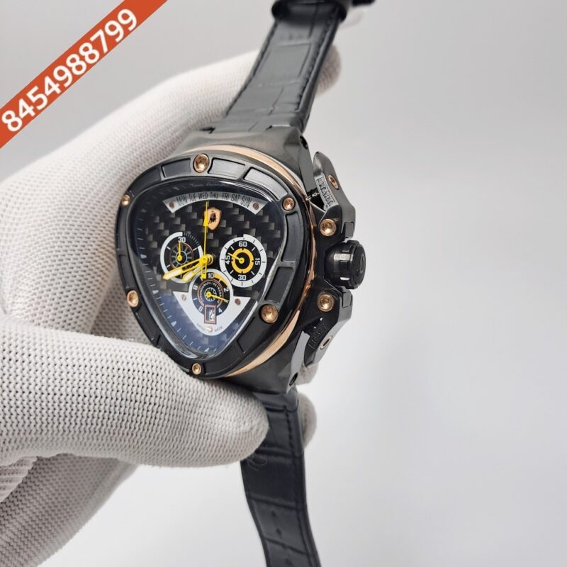 Lamborghini Tonino Spyder Full Black Chronograph Black Leather Strap Swiss Watch - Image 3
