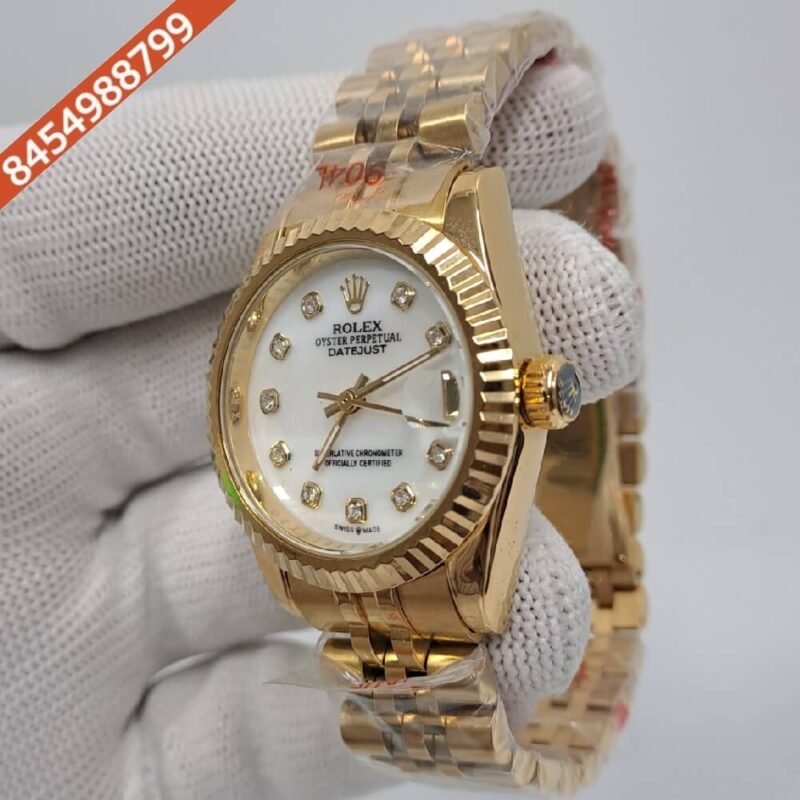 Rolex Date-Just Diamond Marking Gold White Dial Swiss Automatic Watch - Image 2