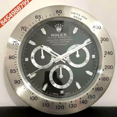Rolex Daytona Silver Black Dial Wall Clock