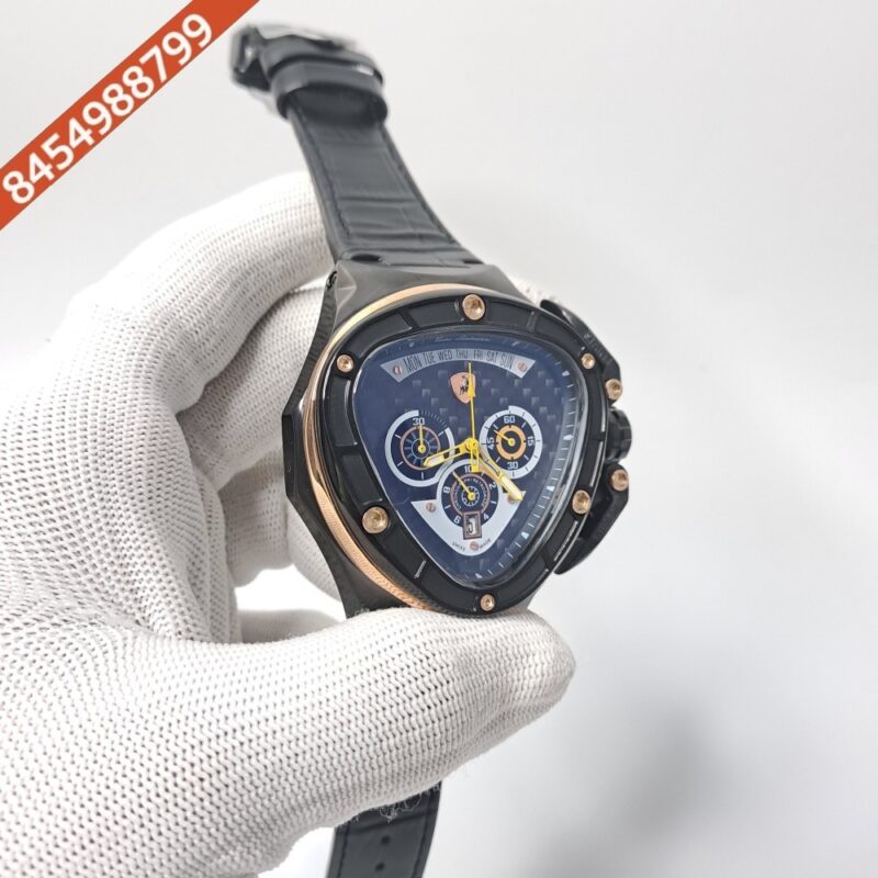 Lamborghini Tonino Spyder Full Black Chronograph Black Leather Strap Swiss Watch - Image 2