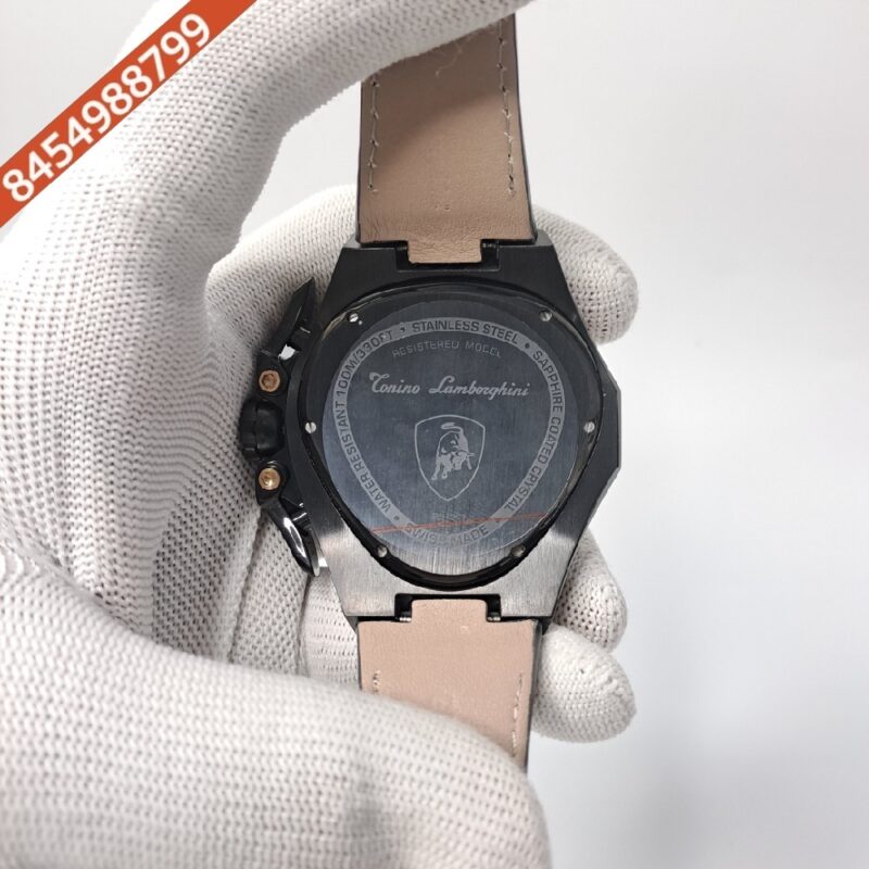 Lamborghini Tonino Spyder Full Black Chronograph Black Leather Strap Swiss Watch - Image 4